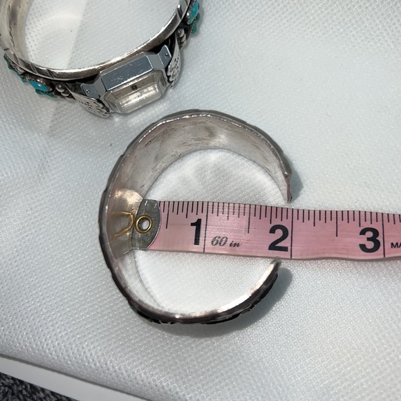 SILVER AND TURQUOISE CUFF BRACELET VINTAGE - Picture 13 of 14
